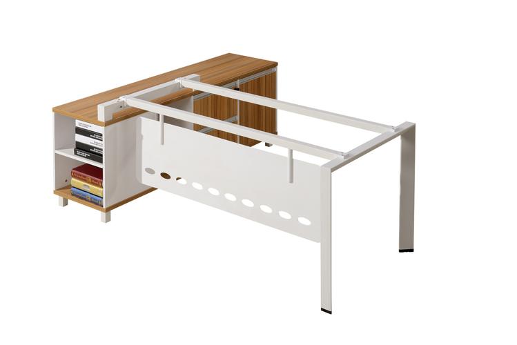 天津 簡約現代 鋼木辦公家具 經理辦公桌 主管桌帶副桌